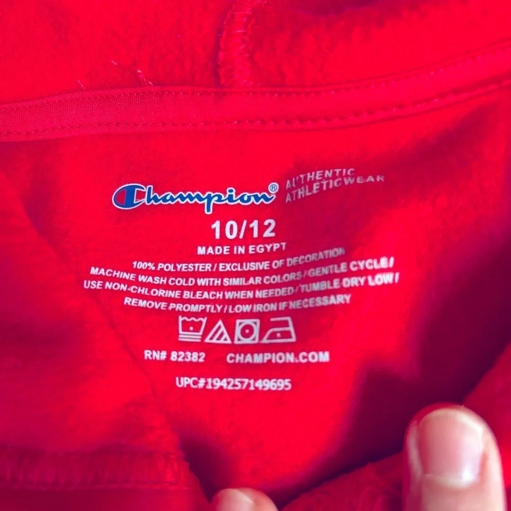 2/$15 CHAMPION Kids Jacket Unisex Red Hoodie 10-12 Fleece Authentic Athletic NEW